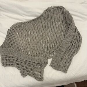Gray Open-Knit Women's Sweater